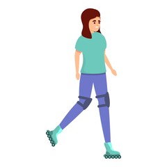 Fototapeta na wymiar Girl rollerblading activity icon. Cartoon of Girl rollerblading activity vector icon for web design isolated on white background