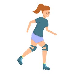 Fototapeta na wymiar Fast girl rollerblading icon. Cartoon of Fast girl rollerblading vector icon for web design isolated on white background
