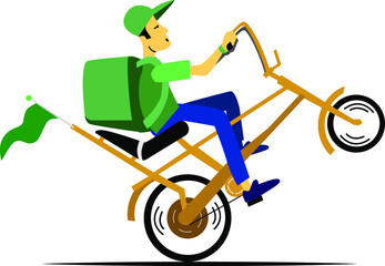 Courier fast delivery service by bicycle. Courier delivers food order, document and small packaging. Service using mobile app. Online package tracking.
- 428691090