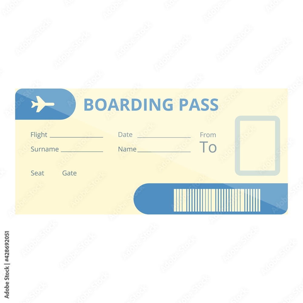 Poster paper boarding pass icon. cartoon of paper boarding pass vector icon for web design isolated on whit