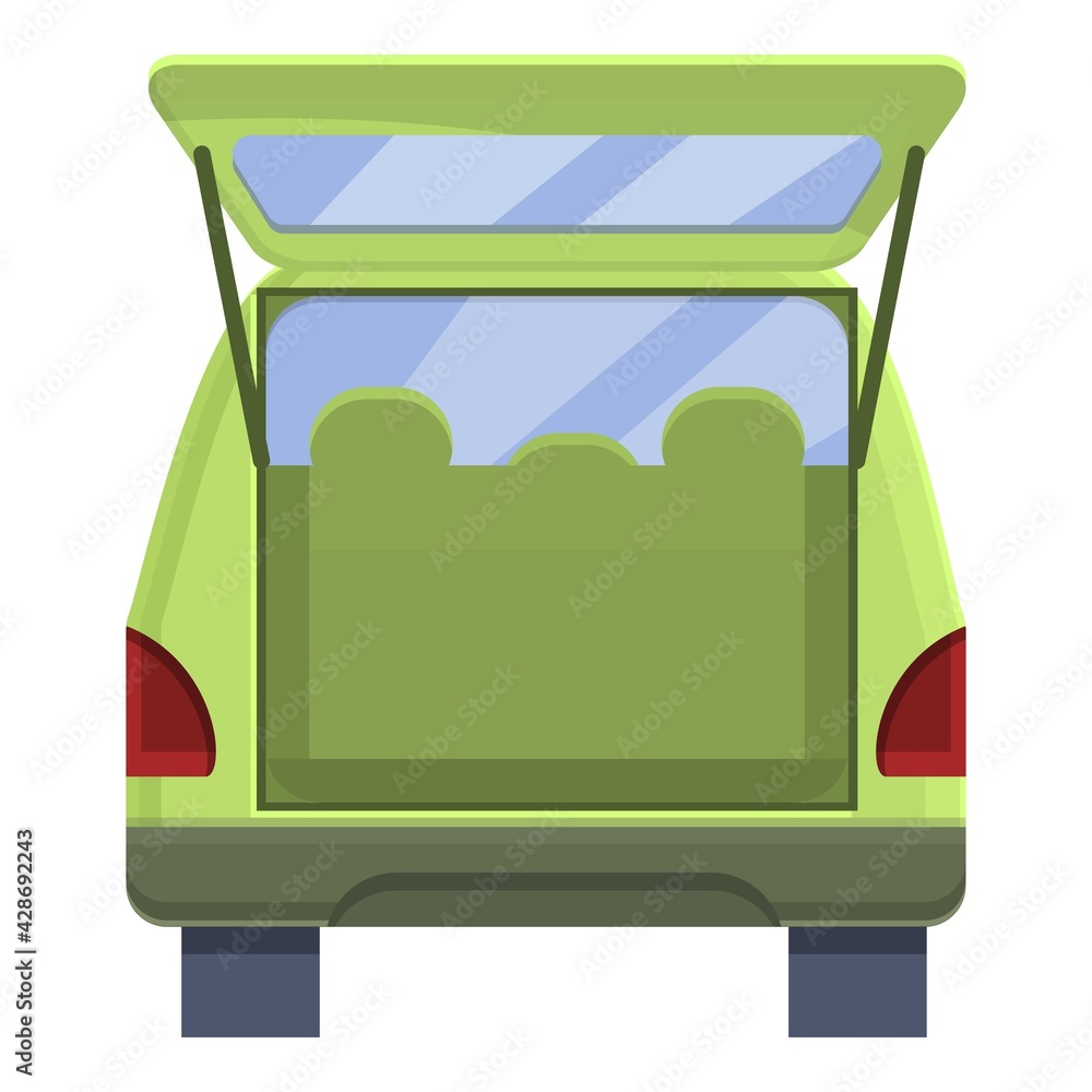 Poster minivan trunk car icon. cartoon of minivan trunk car vector icon for web design isolated on white ba