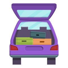 Travel trunk car icon. Cartoon of Travel trunk car vector icon for web design isolated on white background