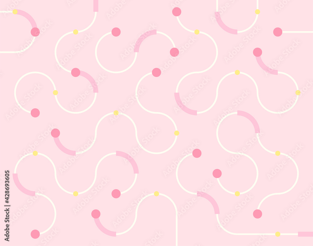 Poster pink soft colored pattern background. a thin curve is meandering. simple pattern design template.