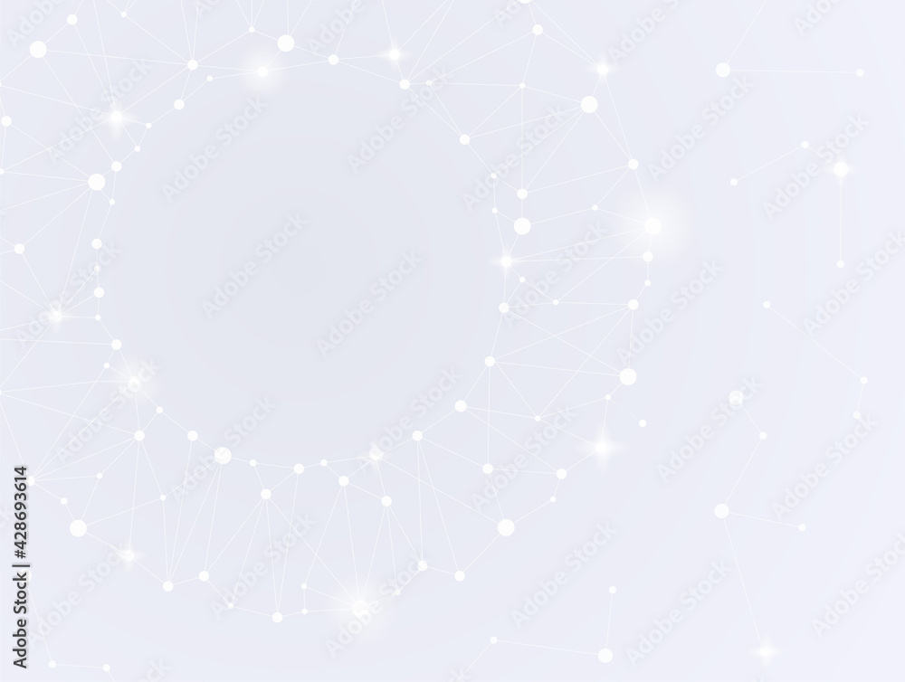 Poster the white stars are connected to each other by thin lines to form a circle. sparkling dots of a digi