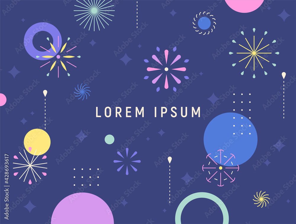 Leinwandbilder simple and various fireworks pattern design in the night sky. simple pattern design template.