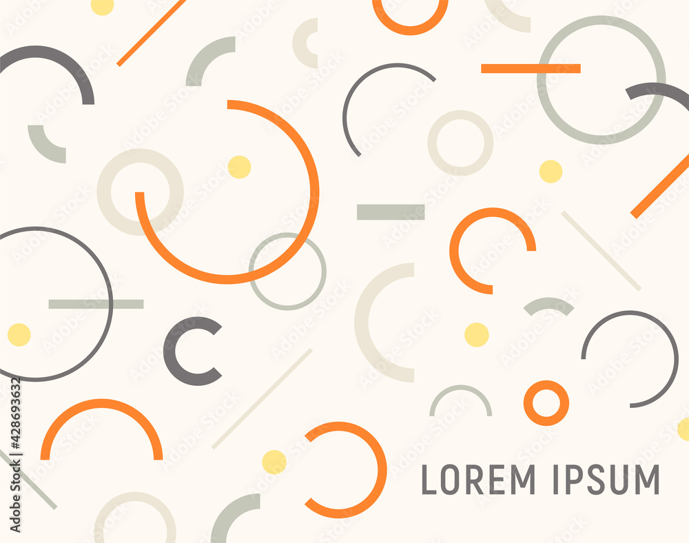 Poster a pattern design in which circular rings of fine lines are broken and scattered. simple pattern desi