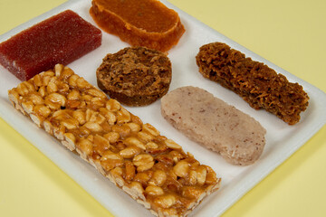 coconut candy, pumpkin candy, pacoca, peanut butter