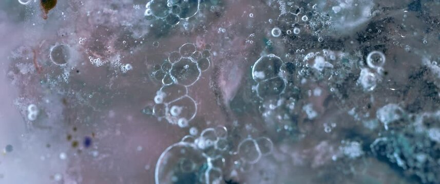 Macro Textures with Vibrant Neon Color Palette. Abstract Background Made with Oil Mixed with Dye, Ink, and Paint.
