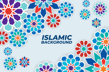 islamic background ornament flat color ramadan kareem