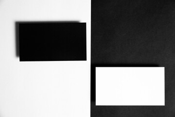 Business cards blank. Mockup on color background.