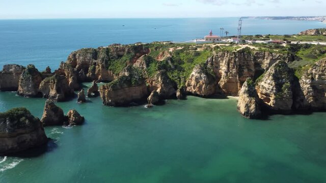 Sea, islands and mountains, beautiful scenery is a famous tourist attraction of Lagos, Portugal.