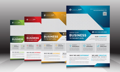 Modern Unique Corporate Business Flyer Leaflet Template Layout with Creative Shapes