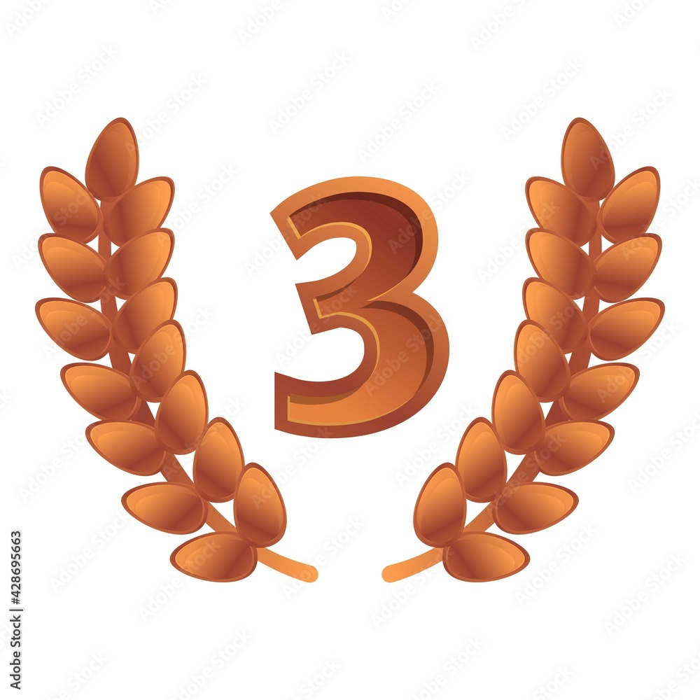 Poster third place laurel icon. cartoon of third place laurel vector icon for web design isolated on white 
