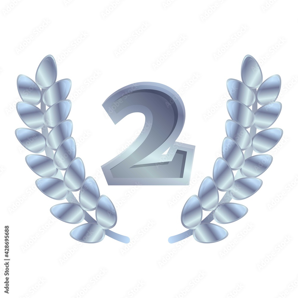 Poster second place laurel icon. cartoon of second place laurel vector icon for web design isolated on whit