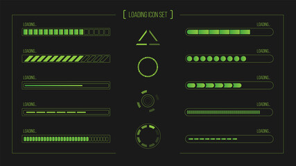Set of vector loading icons. loading bar progress icon. Download progress. Collection Loading status. Vector illustration. EPS loading vector icon set.
