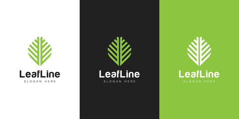 Leaf logo abstract linear style