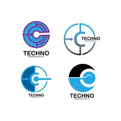 Letter C Logo Icon Design Template. Technology
 Vector 
