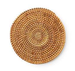 Round woven placemats on a white background