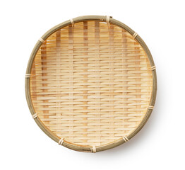 Bamboo basket placed on a white background