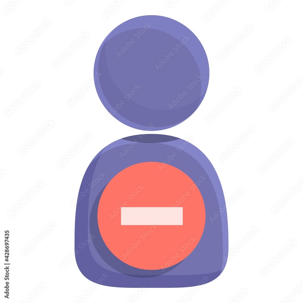 Poster delete user permanently icon. cartoon of delete user permanently vector icon for web design isolated