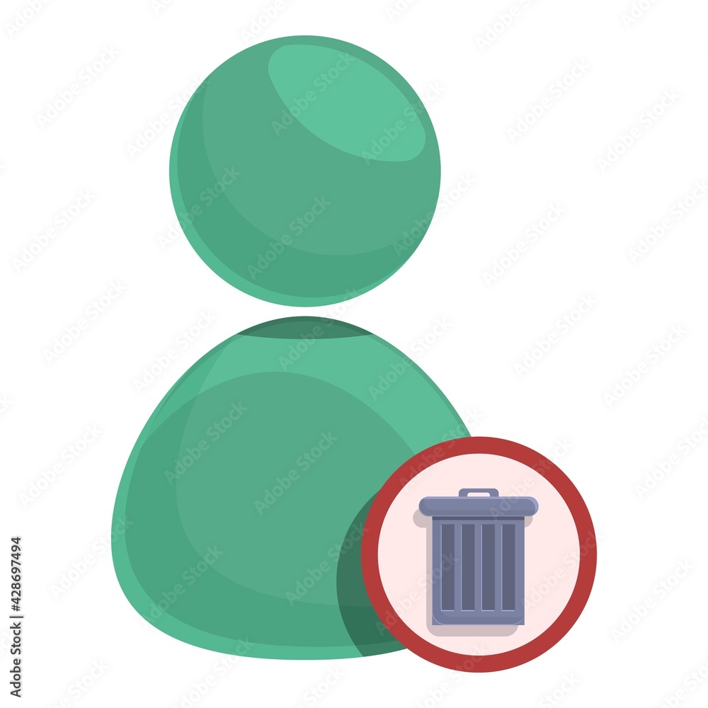 Poster delete user button icon. cartoon of delete user button vector icon for web design isolated on white 