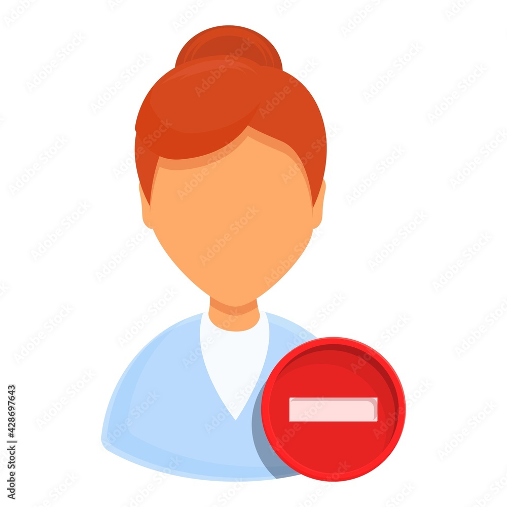 Poster delete serious user icon. cartoon of delete serious user vector icon for web design isolated on whit