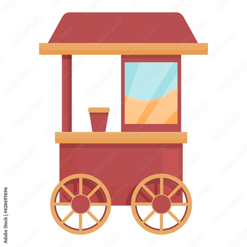 Aufkleber popcorn cart icon. cartoon of popcorn cart vector icon for web design isolated on white background