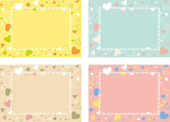 レースフレーム　手描きのハート背景