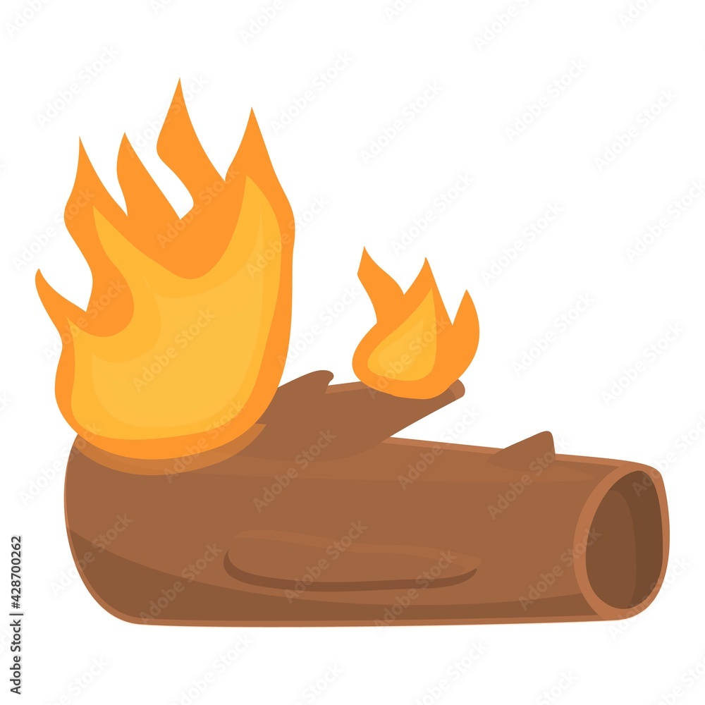 Poster burning old tree trunk icon. cartoon of burning old tree trunk vector icon for web design isolated o