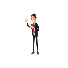Obraz premium Smiling face 3D Male Cartoon Illustration holding a cell phone