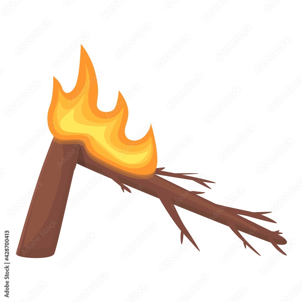 Poster old tree burning icon. cartoon of old tree burning vector icon for web design isolated on white back
