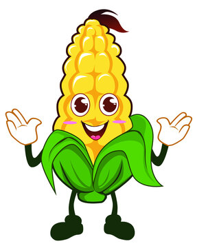corn mascot cartoon in vector