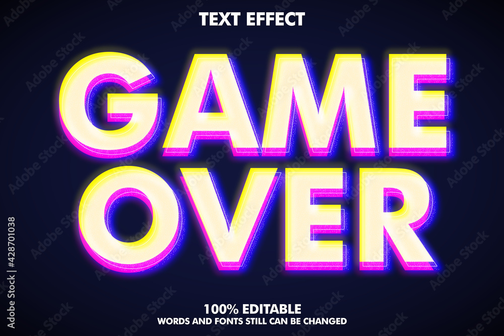 Poster shiny blur text effect, glitch font effect