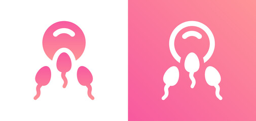 Conception of ovule being fertilized by sperm vector icon.