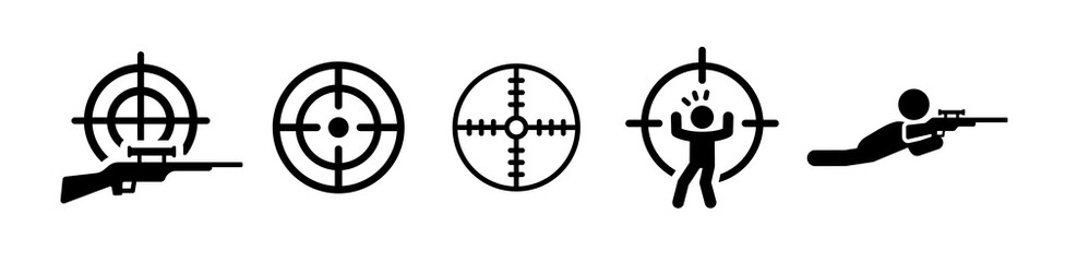 Set of vector aim, target, sniper icons isolated. - obrazy, fototapety, plakaty