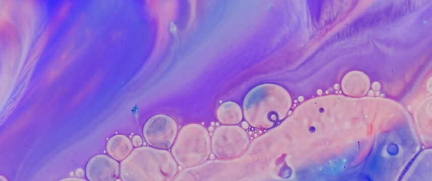 Macro Textures with Vibrant Neon Color Palette. Abstract Background Made with Oil Mixed with Dye, Ink, and Paint.