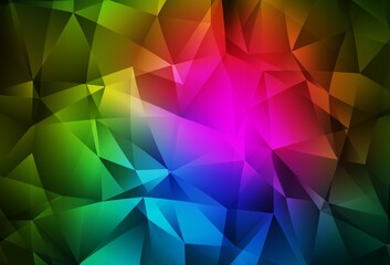 Dark Pink, Green vector shining triangular background.
