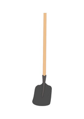 Wooden handle shovel and white background