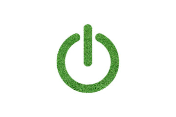 Start button from green grass, isolated on white background.