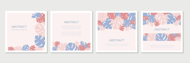 Vector design templates in simple modern style with copy space for text, flowers and leaves
