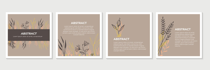 Set of boho floral universal artistic templates. Good for greeting cards, invitations, flyers and other graphic design.