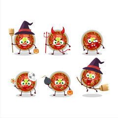 Halloween expression emoticons with cartoon character of bowl of chili