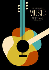 Music poster design template background decorative with guitar - obrazy, fototapety, plakaty