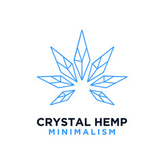 premium crystal hemp vector line logo