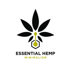 Premium essential hemp oil vector logo