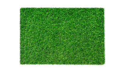 Artificial green carpet grass isolated on white background. top view