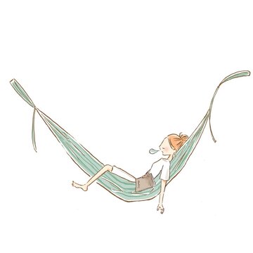 A young woman lying on hammock and taking a nap