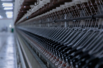 Thread manufacturing unit making thread from raw cotton going under process