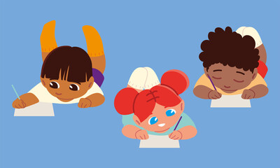 kids writting on floor