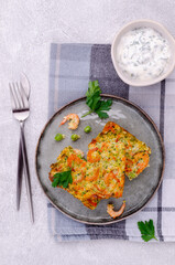 Vegetable casserole with shrimp